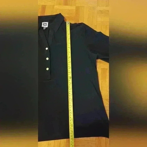 Anne Klein Black Top Medium Gold Button Front Detail with Cute  Knotted Sleeves - Picture 10 of 10